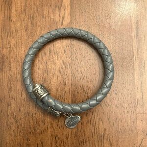 Alex and Ani vintage gray braided leather wrap bracelet